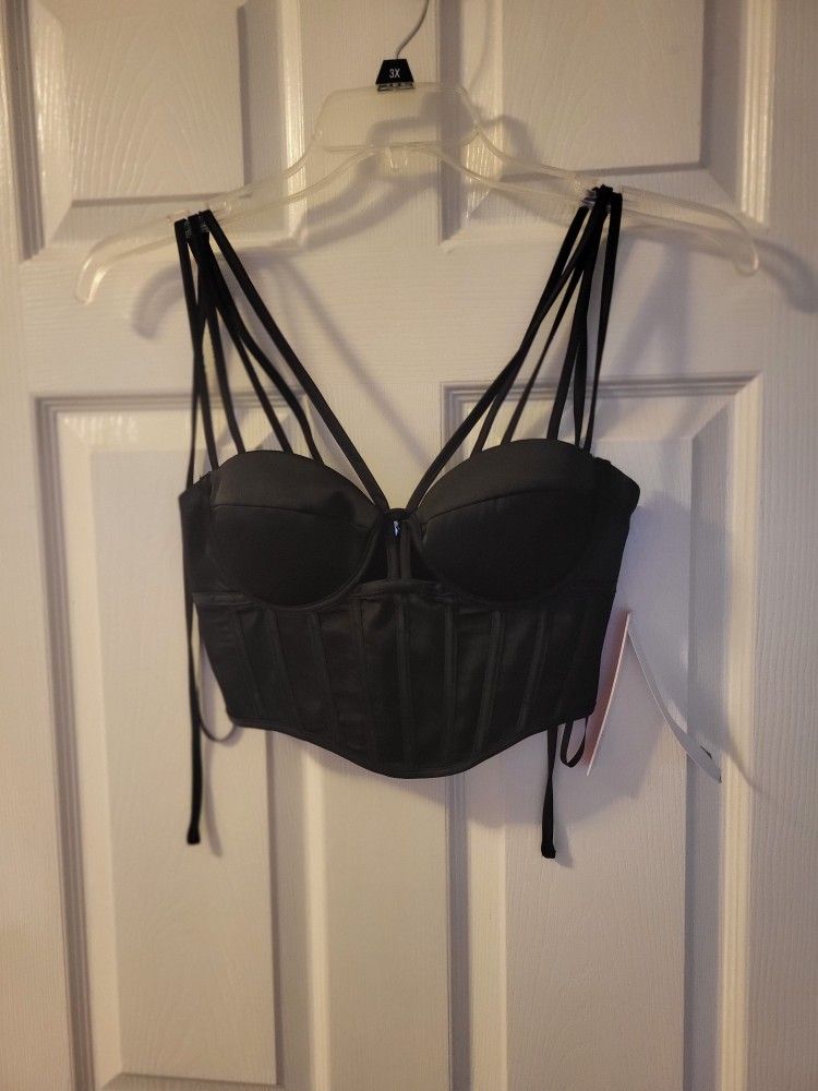 Womens Aqua Bkack Corset Top