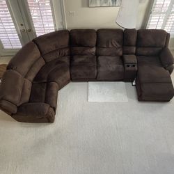 Two Recliner Sectional Couch For Sale
