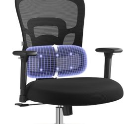 Ergonomic Office Chair, High Back Desk Chair, Mesh Computer Chair with Height Adjustable Lumbar Support, Adjustable 3D Headrest and Armrests, for Home