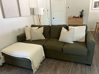 Living Spaces Sectional- Olive Green