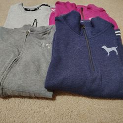 Victoria Secret Pink Sweatshirt,And A Karl Lagerfeld Grey Sweatshirt.