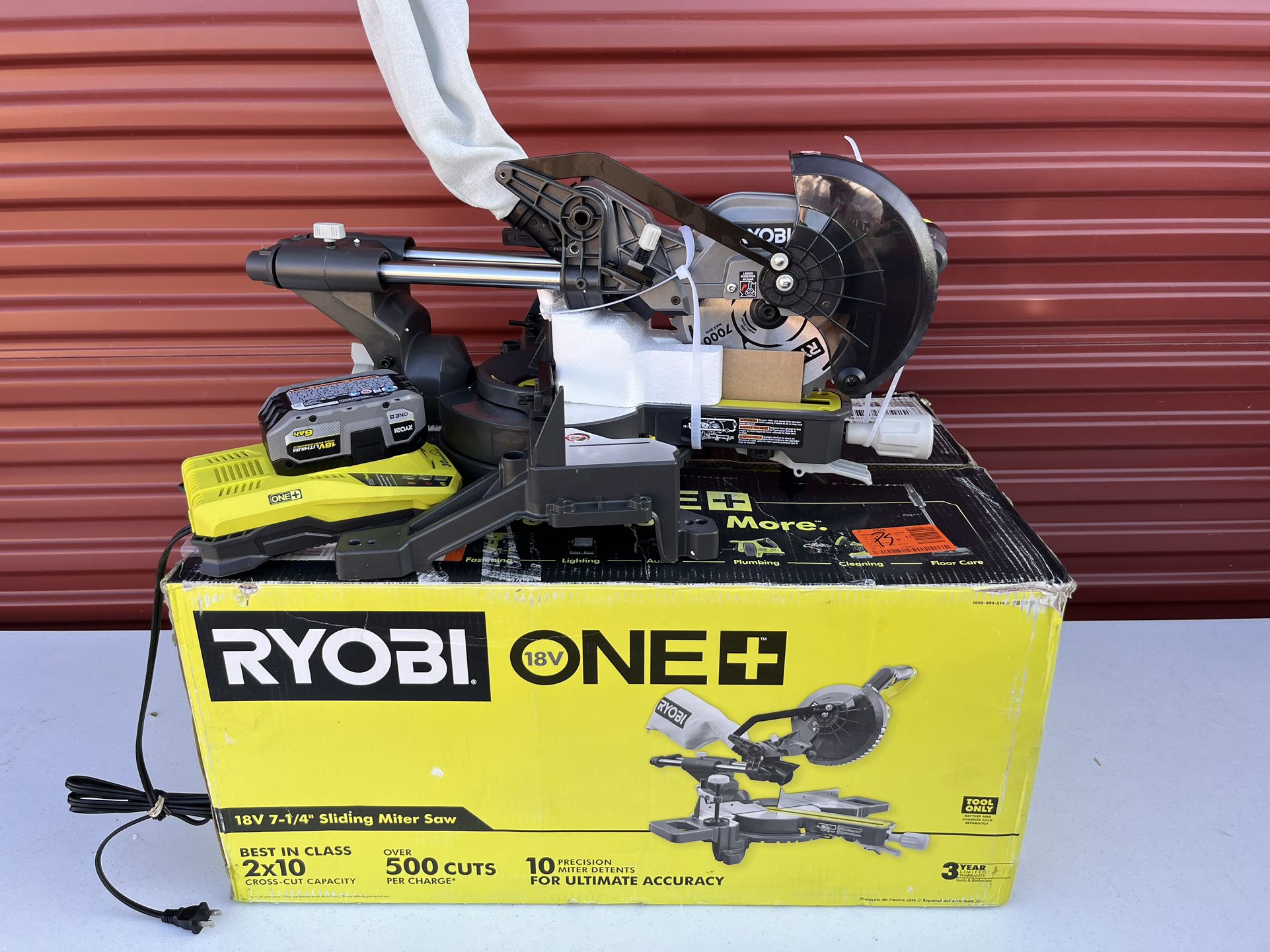 RYOBI ONE+ 18V Cordless 7-1/4 in. Sliding Compound Miter Saw High 6.0ah  High Capacity And Quick Charger for Sale in Carrollton, TX OfferUp