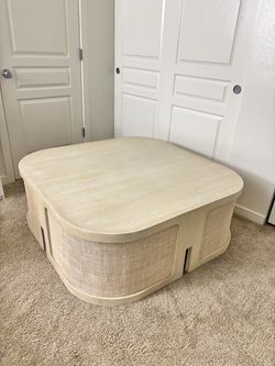 Square Coffee Table with Cane Sides
