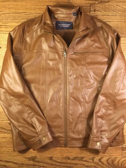 Round Tree And Yorke Faux Leather Jacket- Size large- awesome jacket!