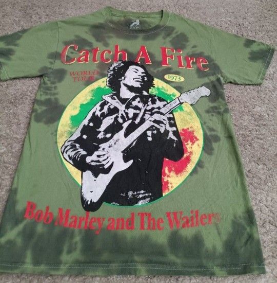 Mens Catch a Fire Bob Marley & The Whalers Vintage 70's Tie Dye Tee-shirt