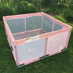 Pink Dog Puppy Playpen with Zipper Door 48" x 48" Collapsible