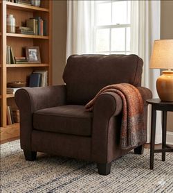 Plush, dark chocolate armchair / living room chair
