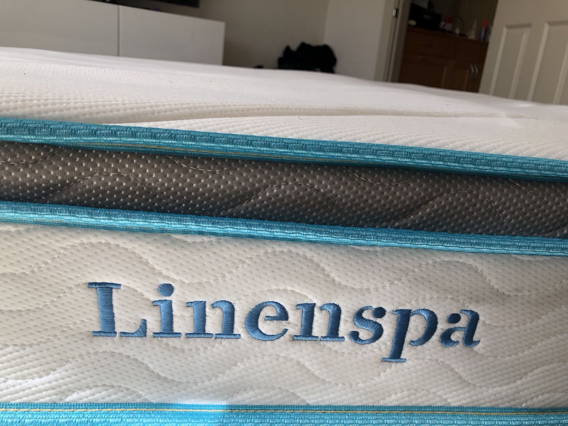 FREE fairly new KING mattress, used for staging and slept on about 5