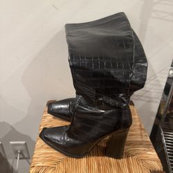 PrettyLittleThing Black Heeled Boots Size 6