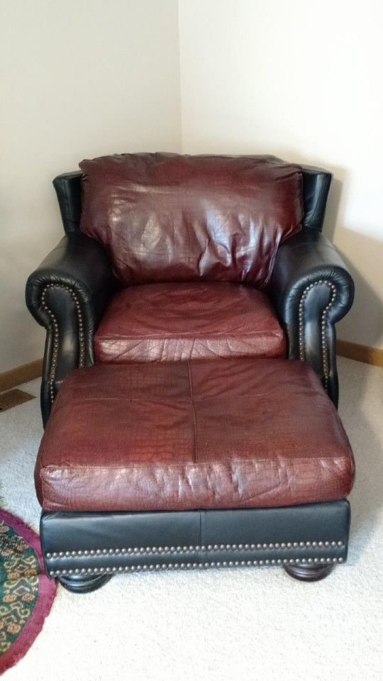 Viewpoint Leather Works Chair & Ottoman