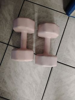 Set of 2 Pink 10 pound dumbbell weights