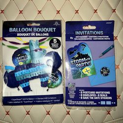 Fortnite Balloons & Invitations for Birthday/Parties 