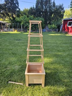 Cedar Planter /tomatoes & Climbing Flowers