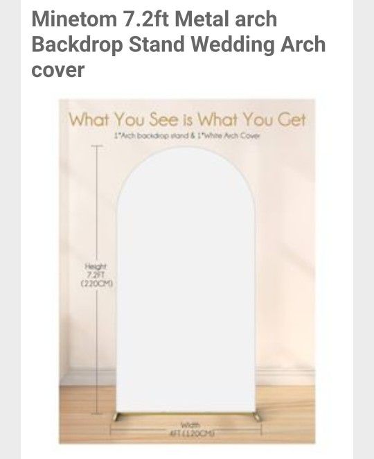 Minetome 7.2 Ft Gold Wedding Arch And Cloth Backdrop