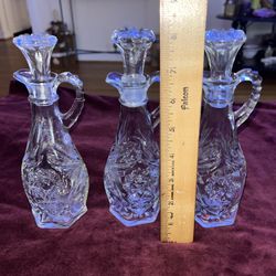Vintage Glass Cruet Set of three