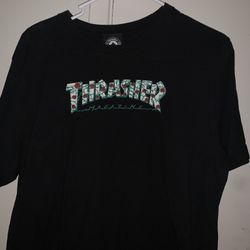 Brand New Thrasher Tee Shirt Flower 🌹 Thorns Green And Red Black Skate