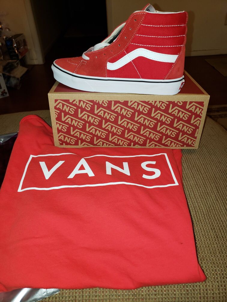 Red & White Vans With Shirt