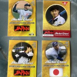2012 Shohei Ohtani Otani Rookie HANAMAKI HIGASHI & JAPAN HIGH SCHOOL 4 Card Lot