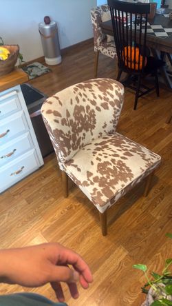 Tan Faux Cowhide Chloe Chairs