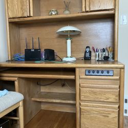 Oak Computer Desk With Hutch And Chair