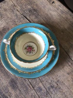 Pastbourne Aynsey bone China, England ,cream soup bowl, saucer and bread plate set