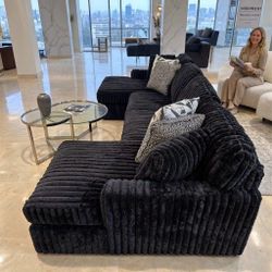 Midnight-Madness Onyx 3 Piece Double Chaise Sectional