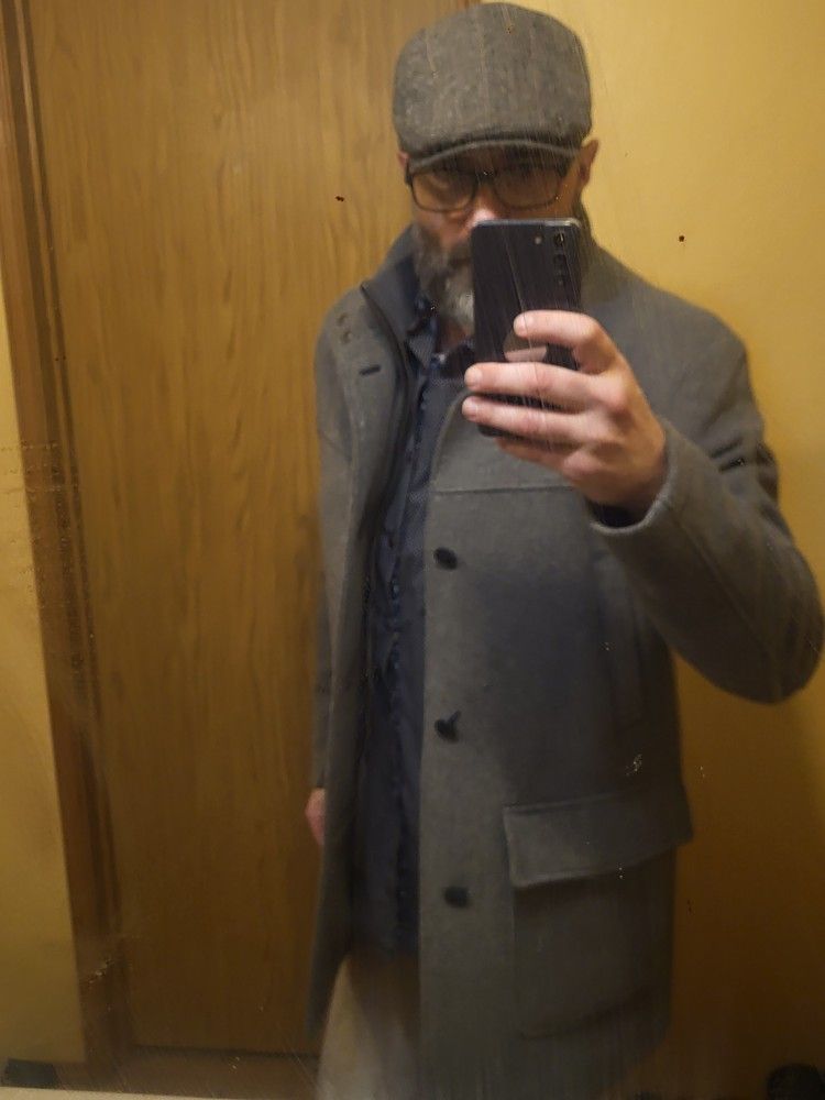 Cole HAAN Grey Wool Collared Coat