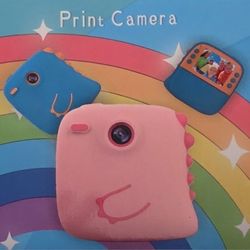 Pink Dino Covered Photo Printing Camera