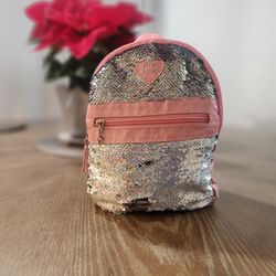 Pink Sequins Mini Backpack 8"W X 2 3/4"D X 10"H