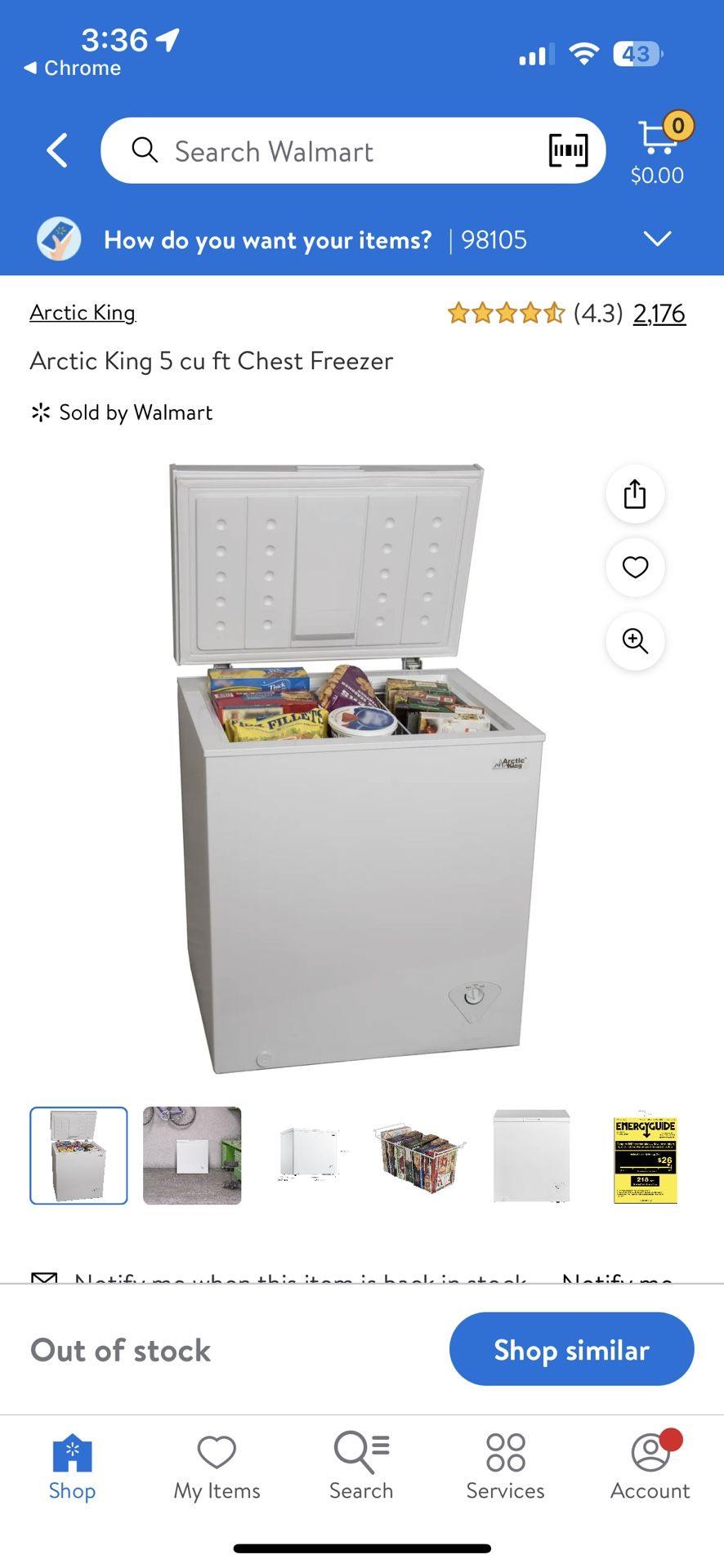 Used Arctic King 5 cu ft Chest Freezer