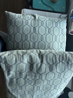 Set of 2 Gray Geometric Throw Pillows