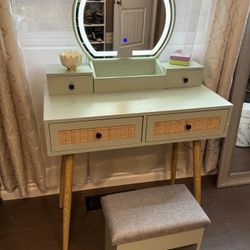 Makeup Vanity And Lighted Mirror