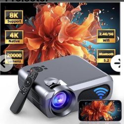 BBianLyy Wifi Bluetooth 4k Native Outdoor Projector 20000 Lumen Home Theater Portable Movie Compatible with HDMI USB TV Stick iOS Android