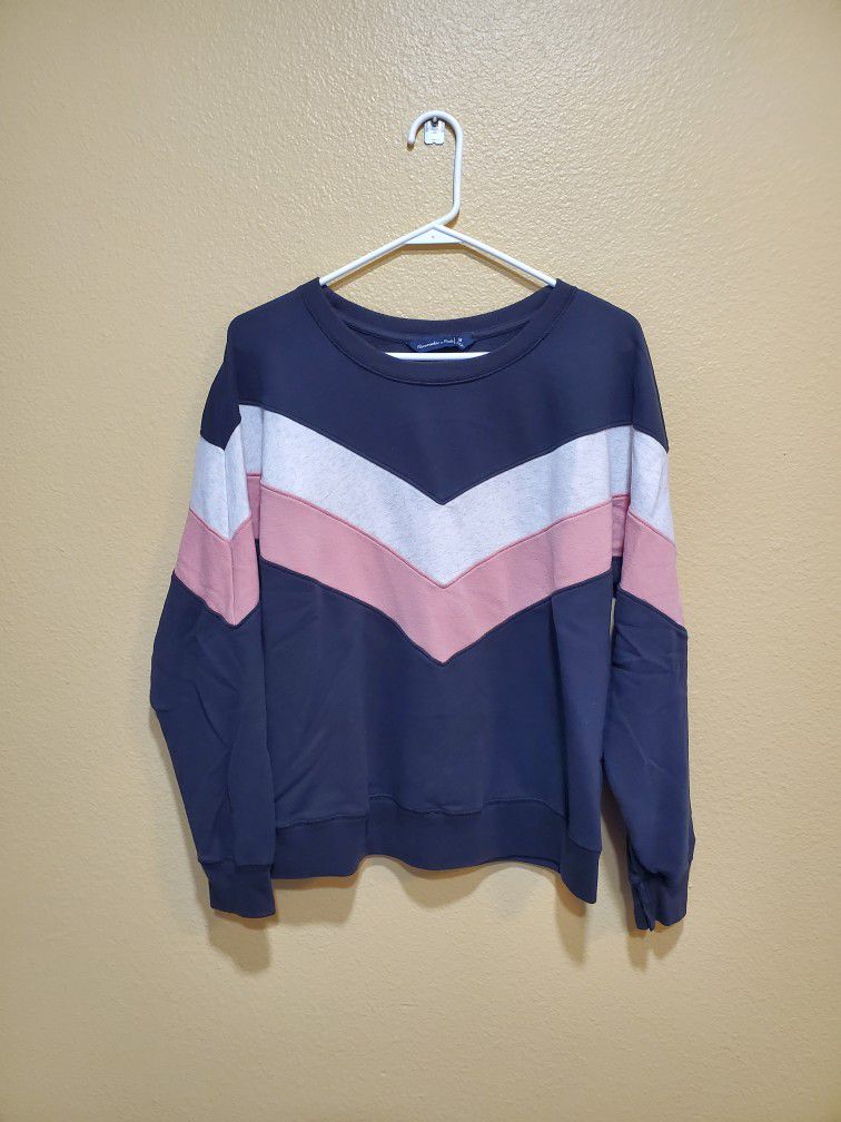 Abercrombie & Fitch Striped Long Sleeve Sz M Black / White / Pink