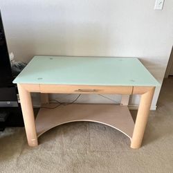 Glasstop Desk, Cabinet, Office Chair