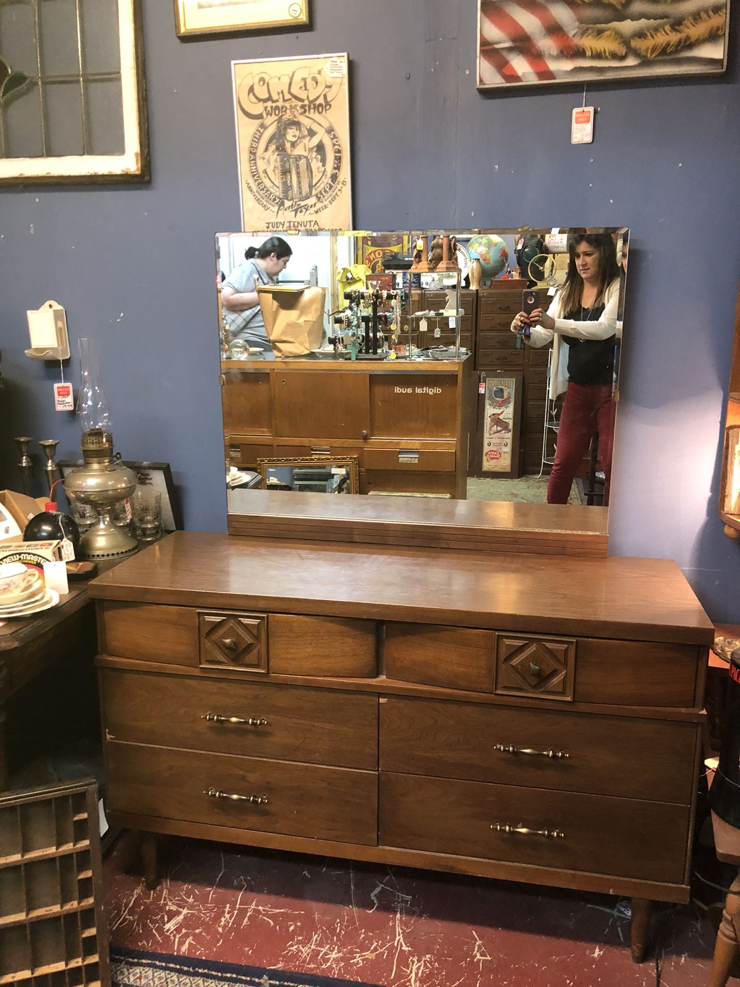 50x18x62 Dreiser, vanity buffet 212 North Main Street. Buda. 😀Johanna. Antique vintage furniture.