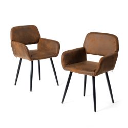 Homy Casa Mayfair  Set of 2 Fabric Dining Chairs with Armrest