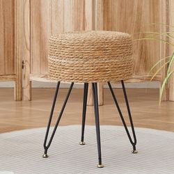 Hand Weave Natural Seagrass Vanity Makeup Stool - New 