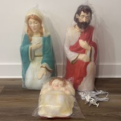 Holiday Time 28" Set of 3 Nativity Scene Lighted Blow Mold Yard Decor Mary Jesus