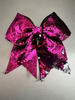 New Pink And Silver Reversible Sequin Cheer Bow