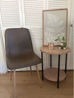 Mid-Century Modern Brown Faux Leather Dining Chair | Set Available