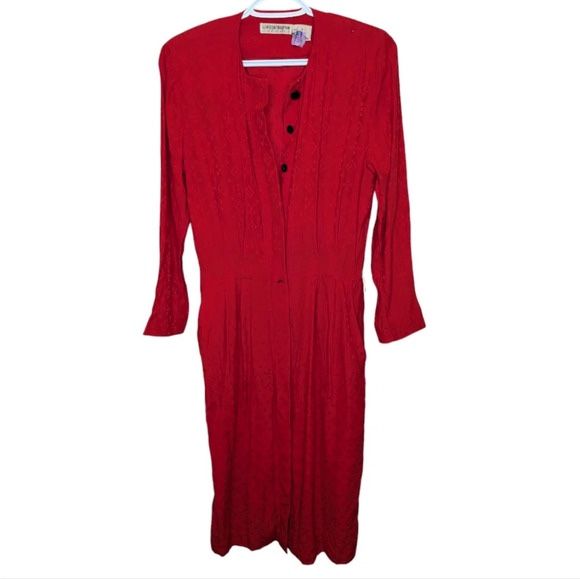 open lace back dress PORTER Liz Claiborne Red Western Silk Dress Size 4