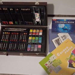 ART SUPPLIES, 150-PACK DELUXE WOODEN ART SET CRAFTS DRAWING PAINTING KIT