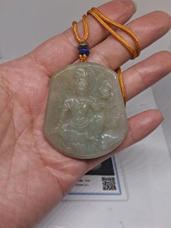 Certified Genuine Jade Burma Budda Pdnt Rope Necklacve Size 2.15x1.73"_