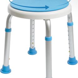FSA/HSA Eligible, Vaunn Medical Tool-Free Assembly Adjustable Swivel Shower Stool Seat Bench with Anti-Slip Rubber Tips for Safety and Stability
