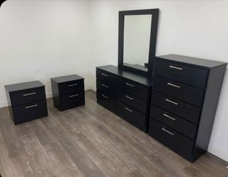 Dresser Whit Mirror, Chest And 2 Nightstands - Cómoda Con Espejo,  Gavetero Y 2 Mesitas de noche