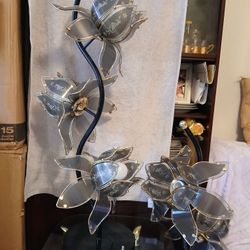 Vintage LOTUS FLOWER LAMP SET /BLACK/GOLD