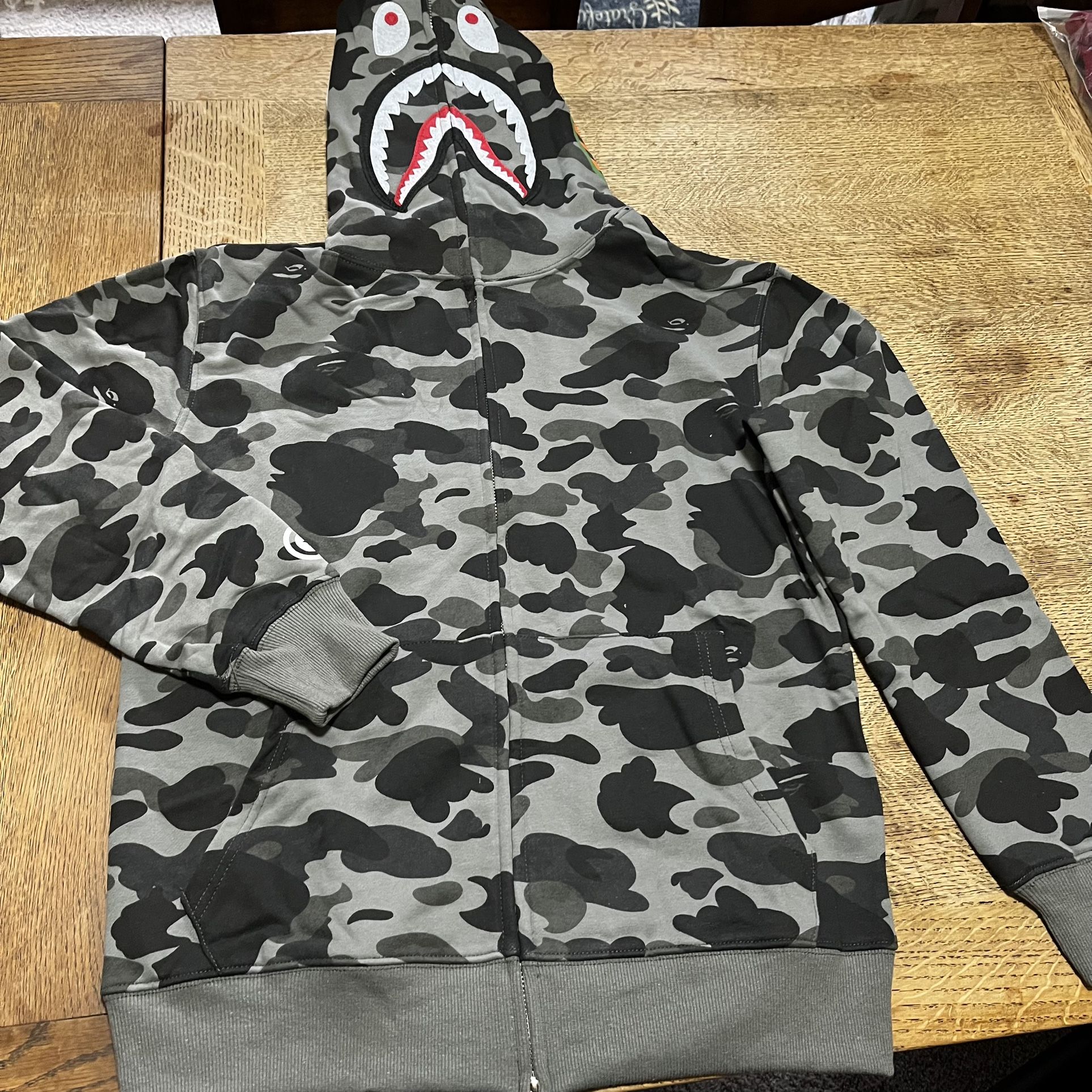 Black and gray Bape hoodie