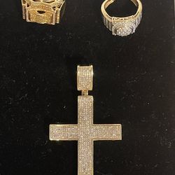 18k Diamond Cross 18k Multi Color Ring 14k Vs1 Diamond Ring