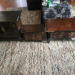 3 Dark Wood Coffee Tables